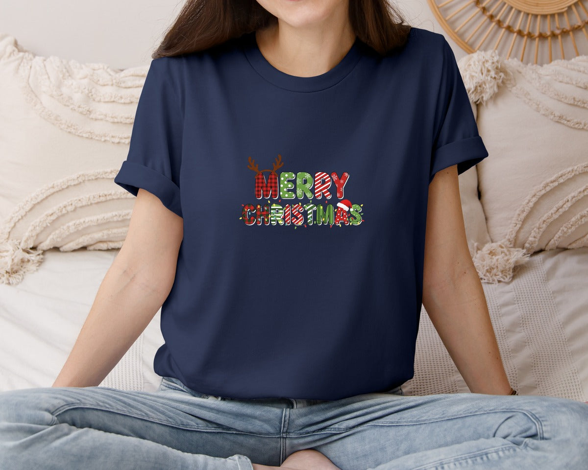 brand:Bella Canvas|color:Navy|Merry Christmas Designs 18 Graphic T-Shirt