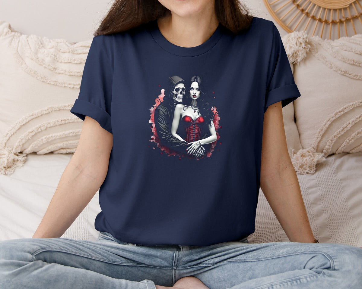 brand:Bella Canvas|color:Navy|Gothic Skull Lover Graphic T-Shirt
