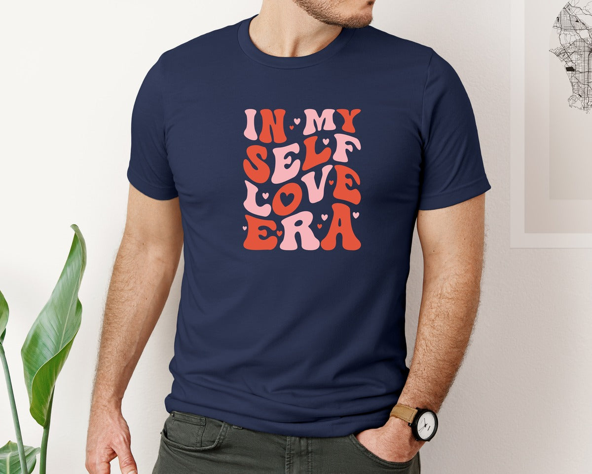 brand:Bella Canvas|color:Navy|In My Self Love Era Retro Valentines 2 Graphic T-Shirt