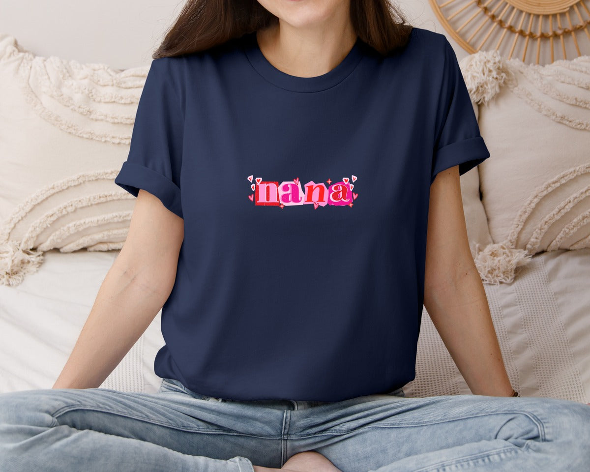 brand:Bella Canvas|color:Navy|Nana Valentine Ransom Letter Graphic T-Shirt