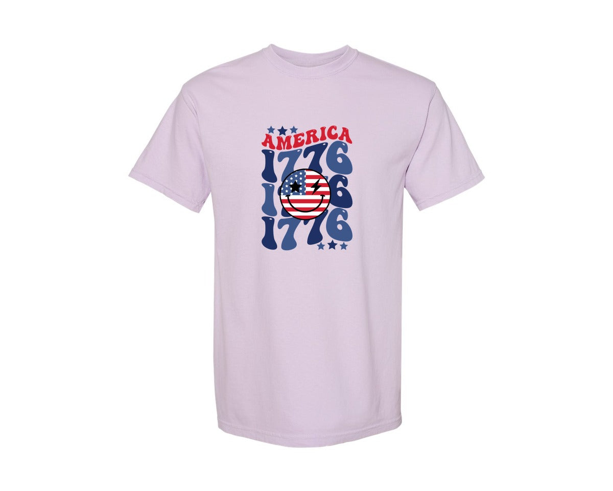 brand:Comfort Colors|color:Orchid|America 1776 Retro 4Th Of July Graphic T-Shirt
