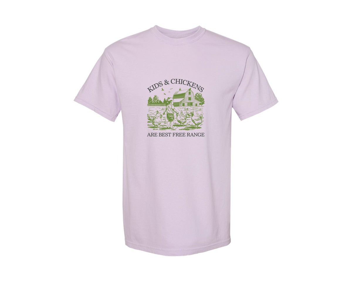 brand:Comfort Colors|color:Orchid|Kids And Chickens Farm Mama Graphic T-Shirt