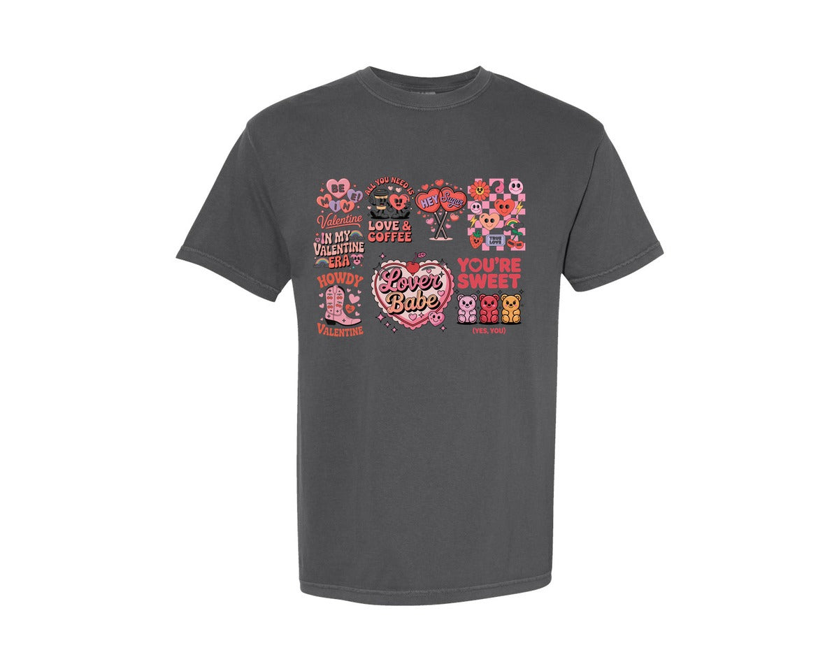 brand:Comfort Colors|color:Pepper|Retro Valentines Day 73 Graphic T-Shirt
