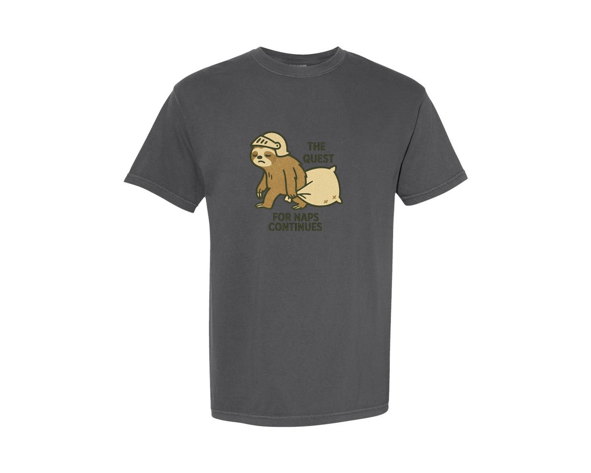 brand:Comfort Colors|color:Pepper|Funny Sloth The Quest For Naps Cont Graphic T-Shirt