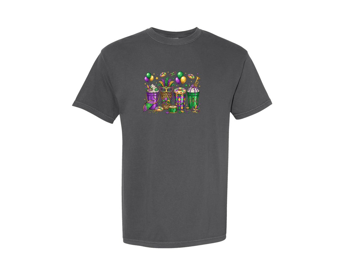 brand:Comfort Colors|color:Pepper|Mardi Gras Drink Buckets Graphic T-Shirt