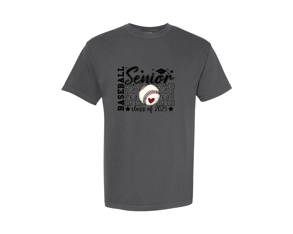 brand:Comfort Colors|color:Pepper|Senior Baseball Mom Class Of 2025 Graphic T-Shirt