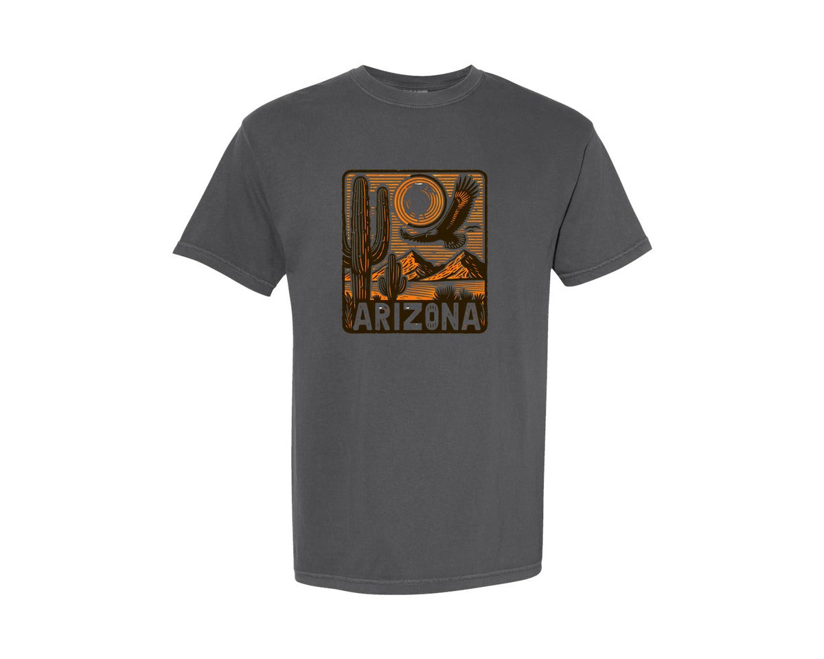 brand:Comfort Colors|color:Pepper|Arizona Desert Cactus Art Graphic T-Shirt