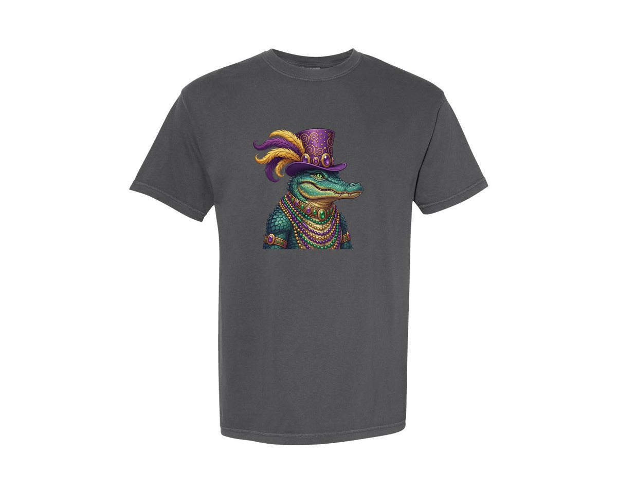 brand:Comfort Colors|color:Pepper|Mardi Gras Alligator 4 Graphic T-Shirt