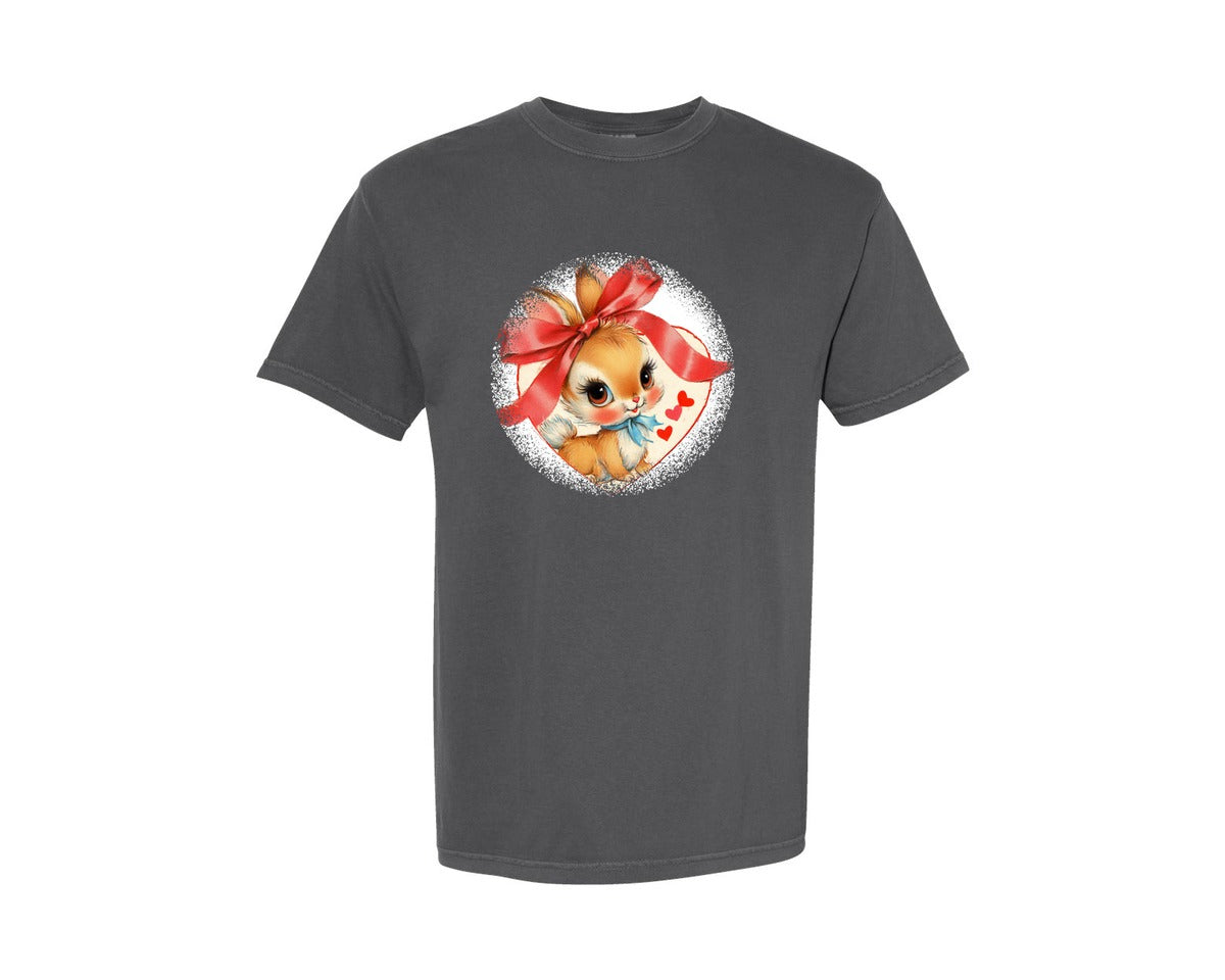 brand:Comfort Colors|color:Pepper|Vintage Valentine Round Tshirt 22 Graphic T-Shirt