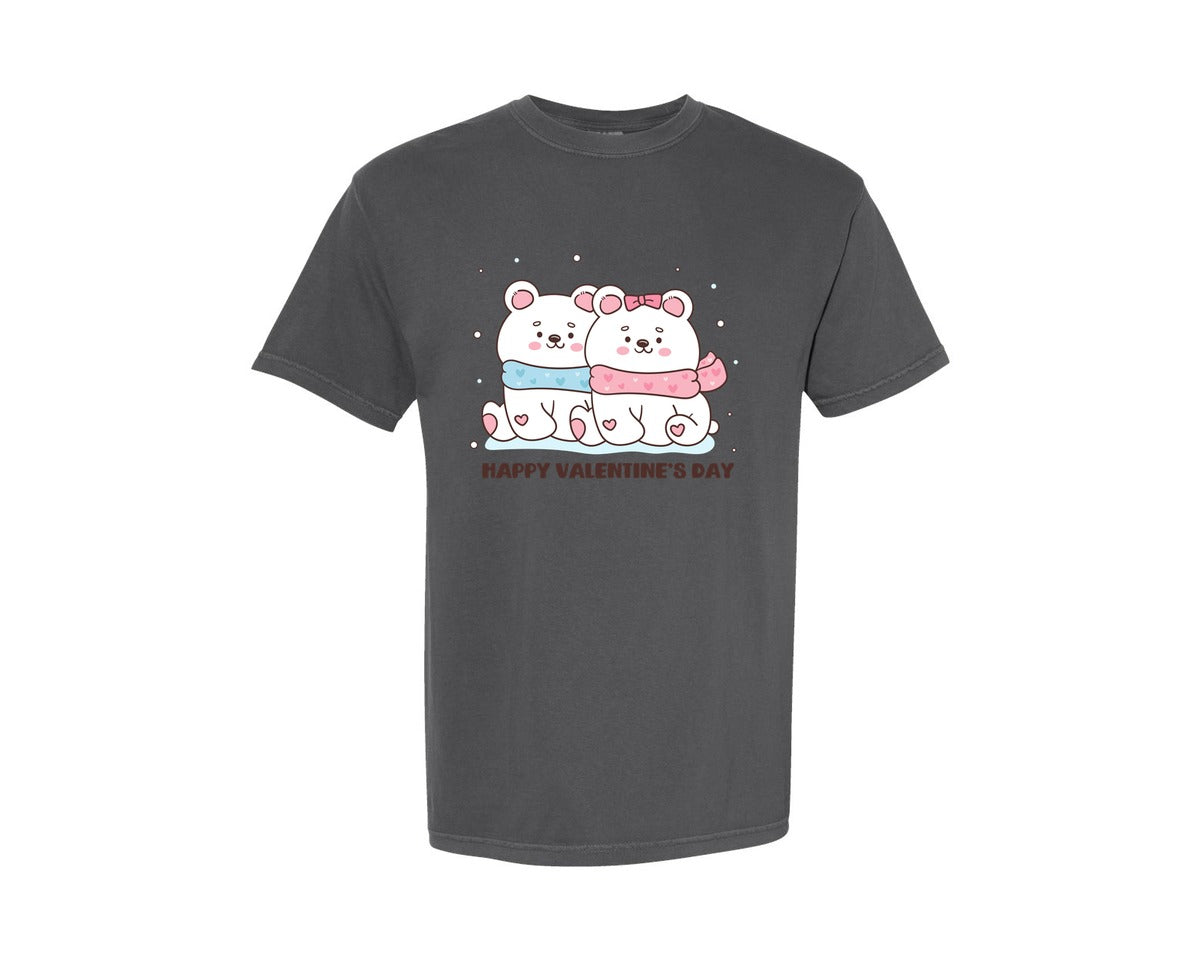 brand:Comfort Colors|color:Pepper|Valentine Clip Art Cute Polar Bear Love2 Graphic T-Shirt