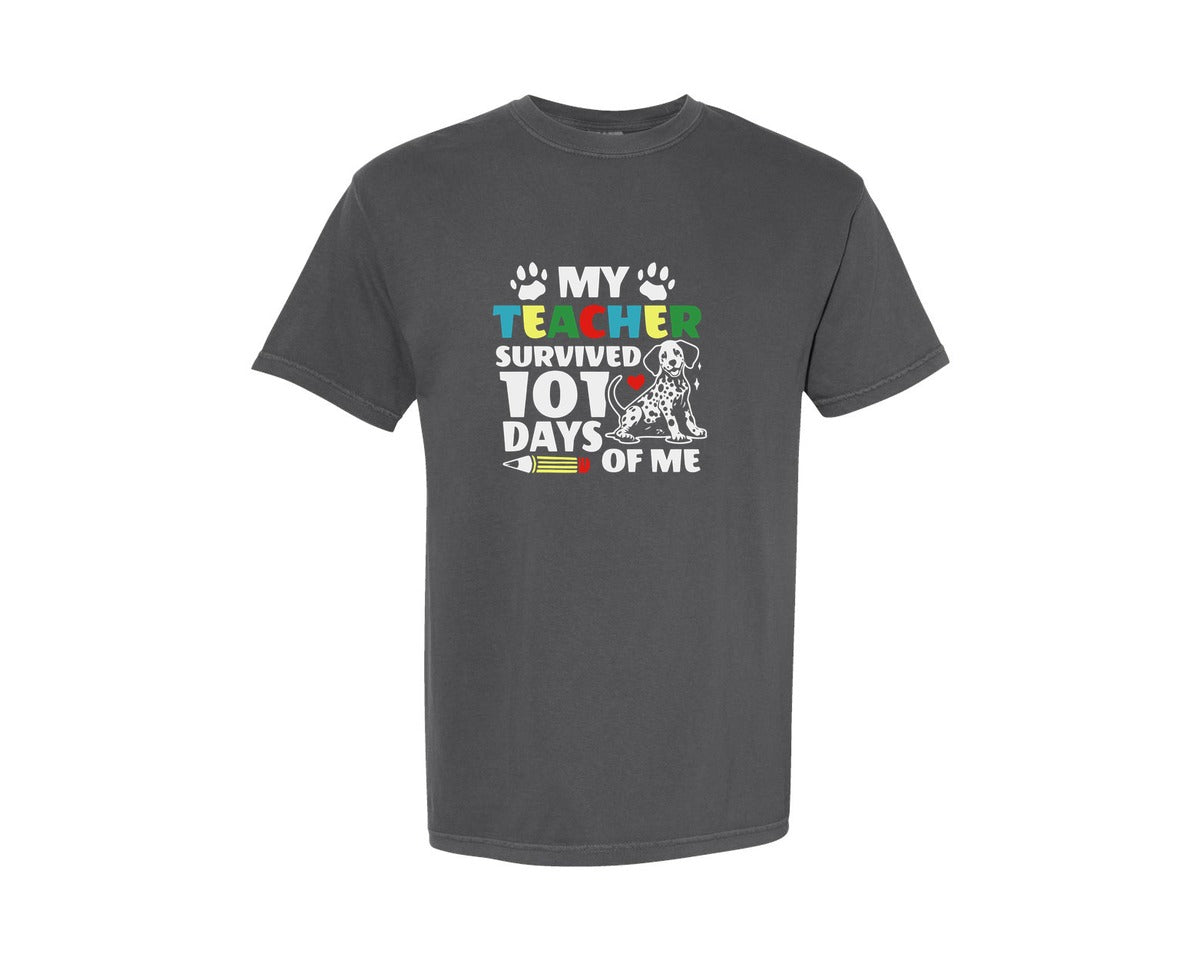 brand:Comfort Colors|color:Pepper|101 Days Of School Dog Mom Graphic T-Shirt