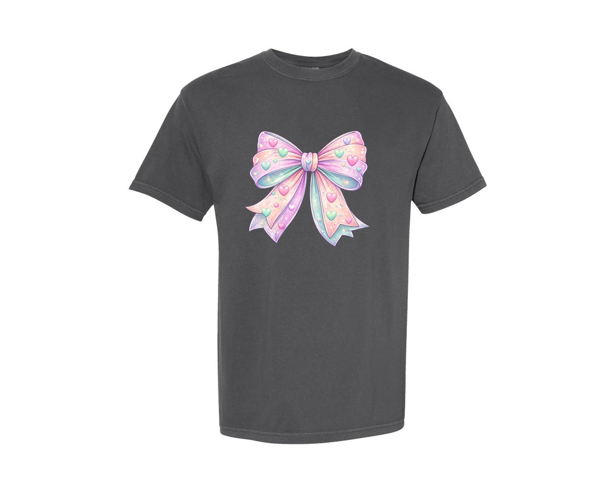 brand:Comfort Colors|color:Pepper|Valentines Day Coquette Bow V Day Graphic T-Shirt