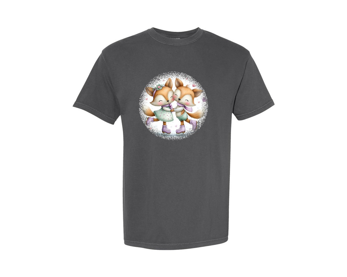 brand:Comfort Colors|color:Pepper|Couple Animals Round Tshirt 22 Graphic T-Shirt