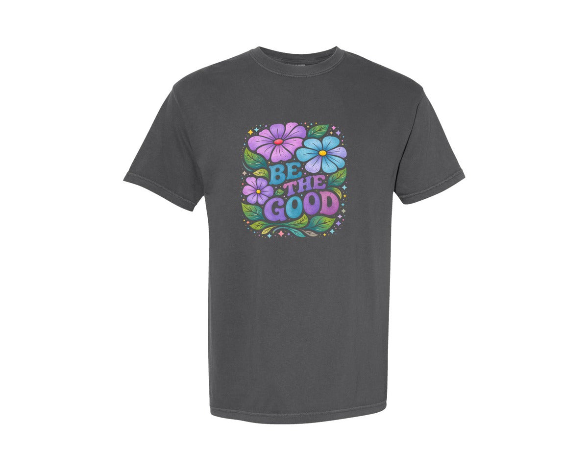 brand:Comfort Colors|color:Pepper|Positive Mental Health Flower Quotes Graphic T-Shirt