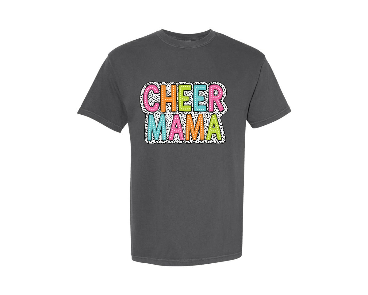 brand:Comfort Colors|color:Pepper|Cheer Mama Dalmatian Dots Doodle Mom Graphic T-Shirt