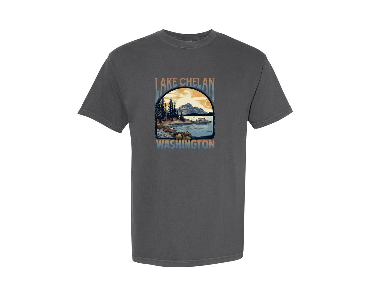 brand:Comfort Colors|color:Pepper|Lakes Of The Usa T Shirt Design Graphic T-Shirt