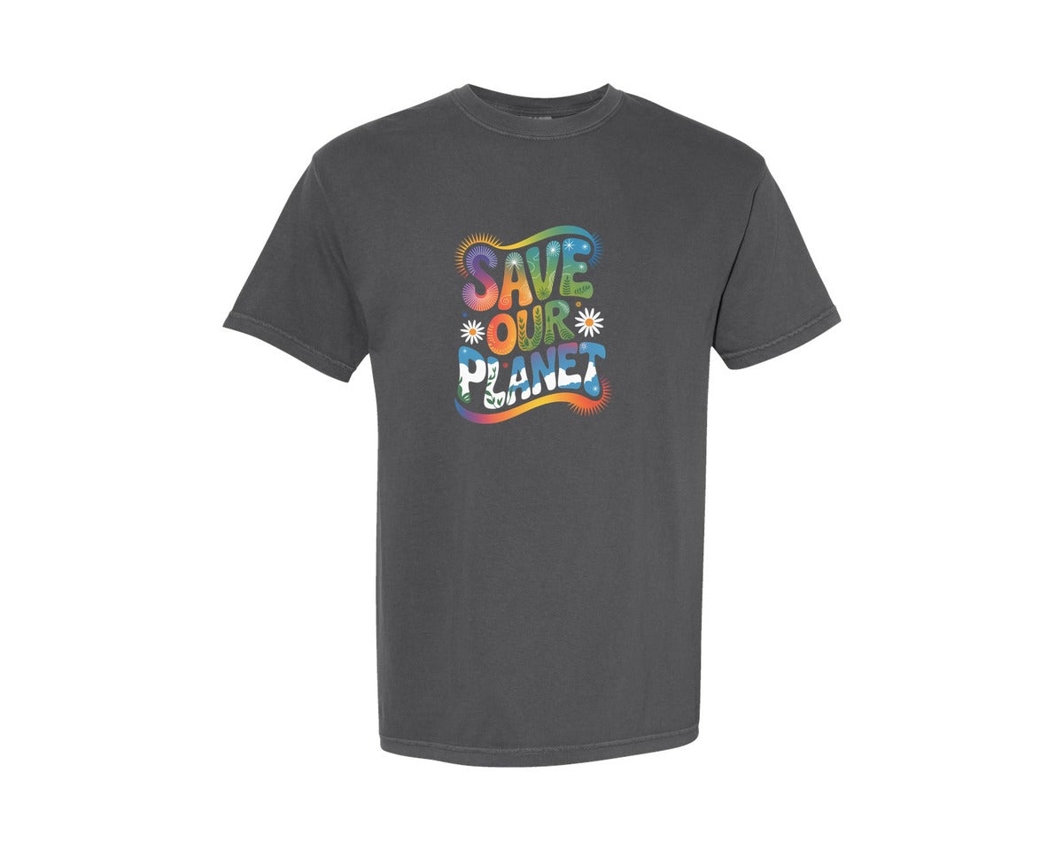 brand:Comfort Colors|color:Pepper|Save Our Planet Colorful Earth Day Graphic T-Shirt