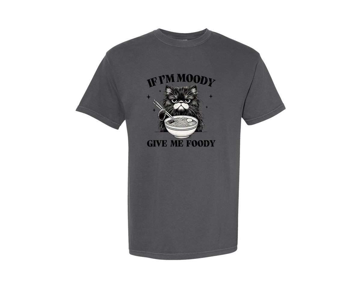 brand:Comfort Colors|color:Pepper|Sarcastic Funny Cat Ramen If Im Moody Graphic T-Shirt