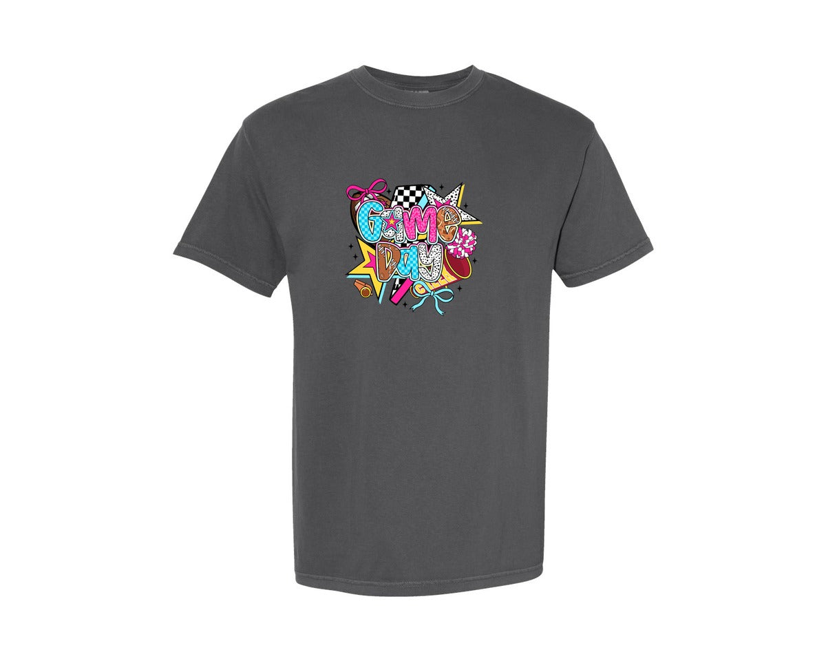 brand:Comfort Colors|color:Pepper|Retro Football Game Day 4 Graphic T-Shirt