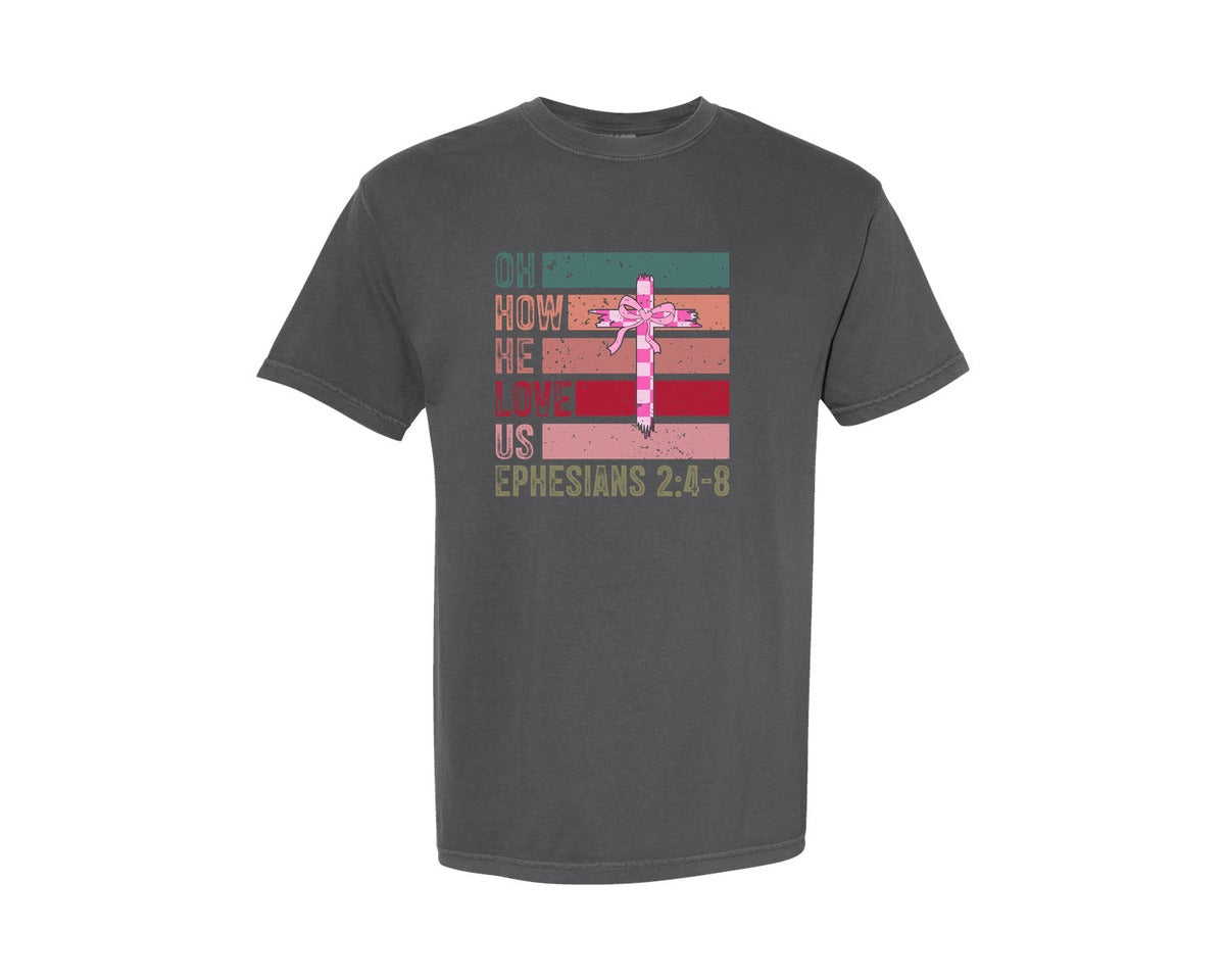 brand:Comfort Colors|color:Pepper|Retro Christian Valentine Bible 2 Graphic T-Shirt