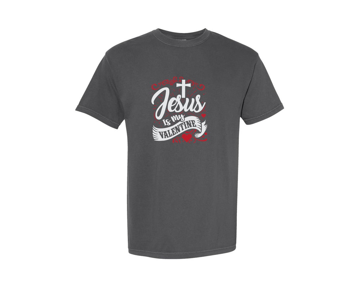 brand:Comfort Colors|color:Pepper|Jesus My Valentine Tshirt Graphic T-Shirt