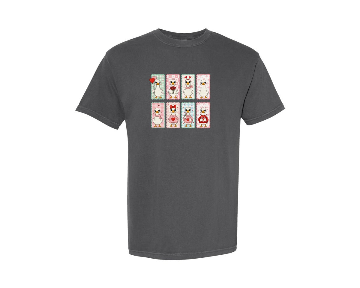 brand:Comfort Colors|color:Pepper|Cute Goose Valentine Card Graphic T-Shirt