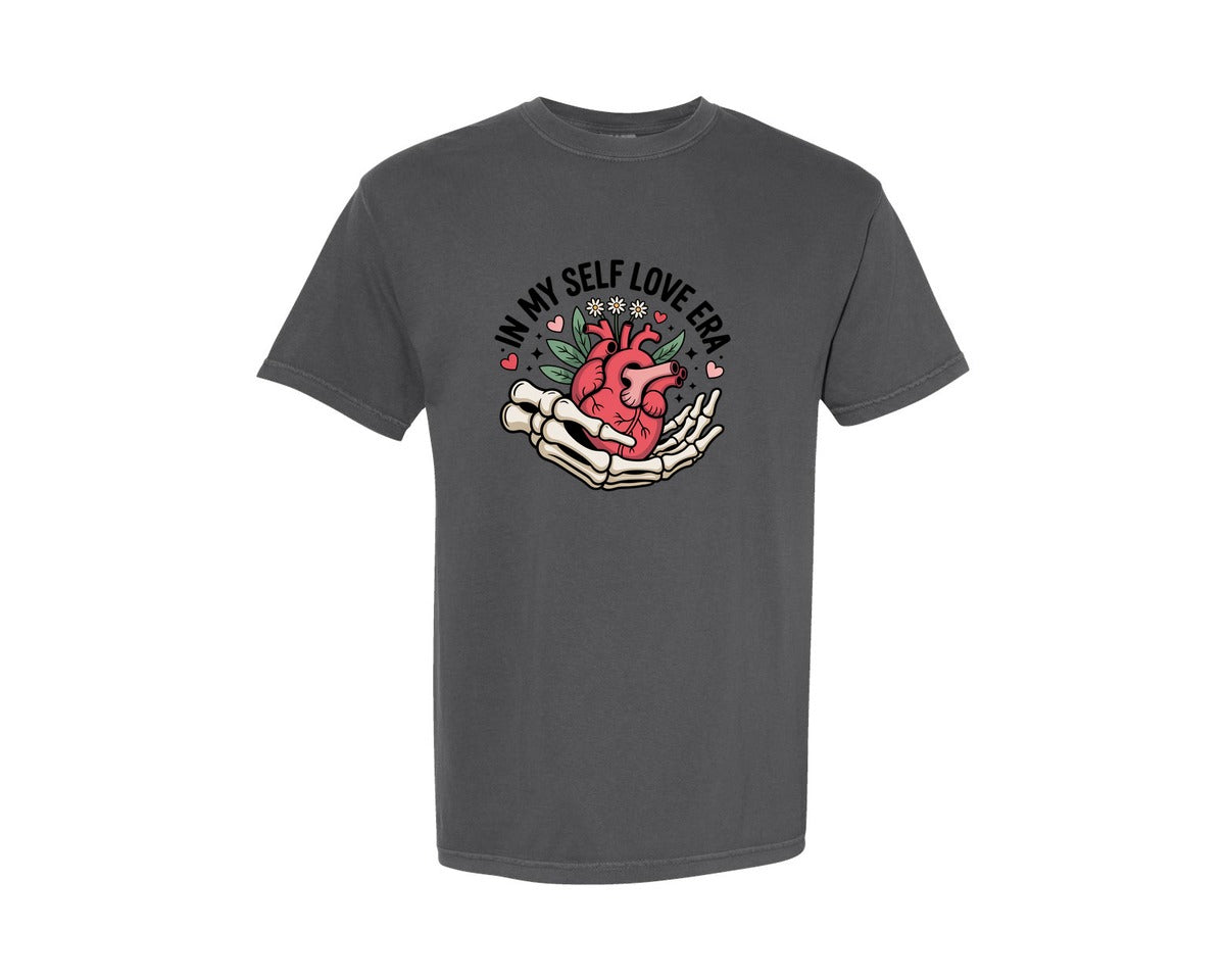 brand:Comfort Colors|color:Pepper|Self Love Era Retro Valentines 4 Graphic T-Shirt