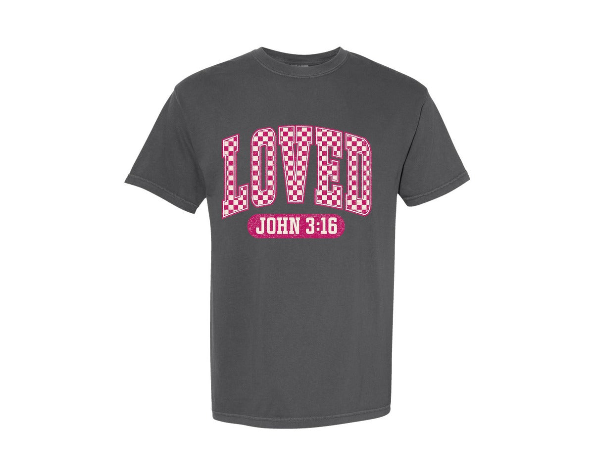 brand:Comfort Colors|color:Pepper|Loved Valentines Day 2 Graphic T-Shirt