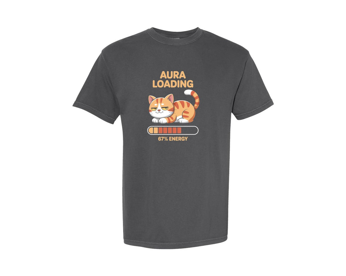 brand:Comfort Colors|color:Pepper|Aura Loading 67 Energy Cat Graphic T-Shirt