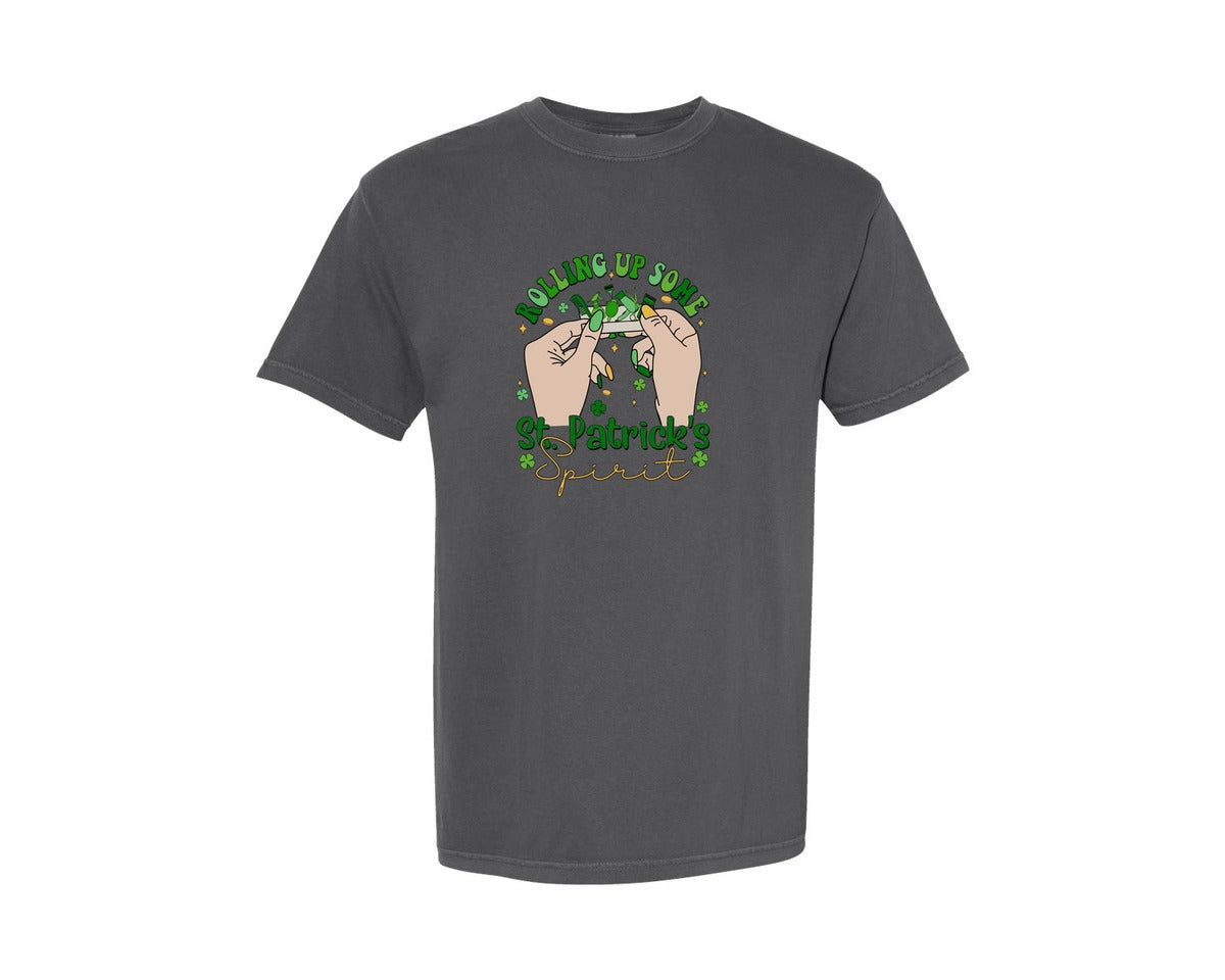 brand:Comfort Colors|color:Pepper|Rolling Up Some St Patricks Spirit Graphic T-Shirt