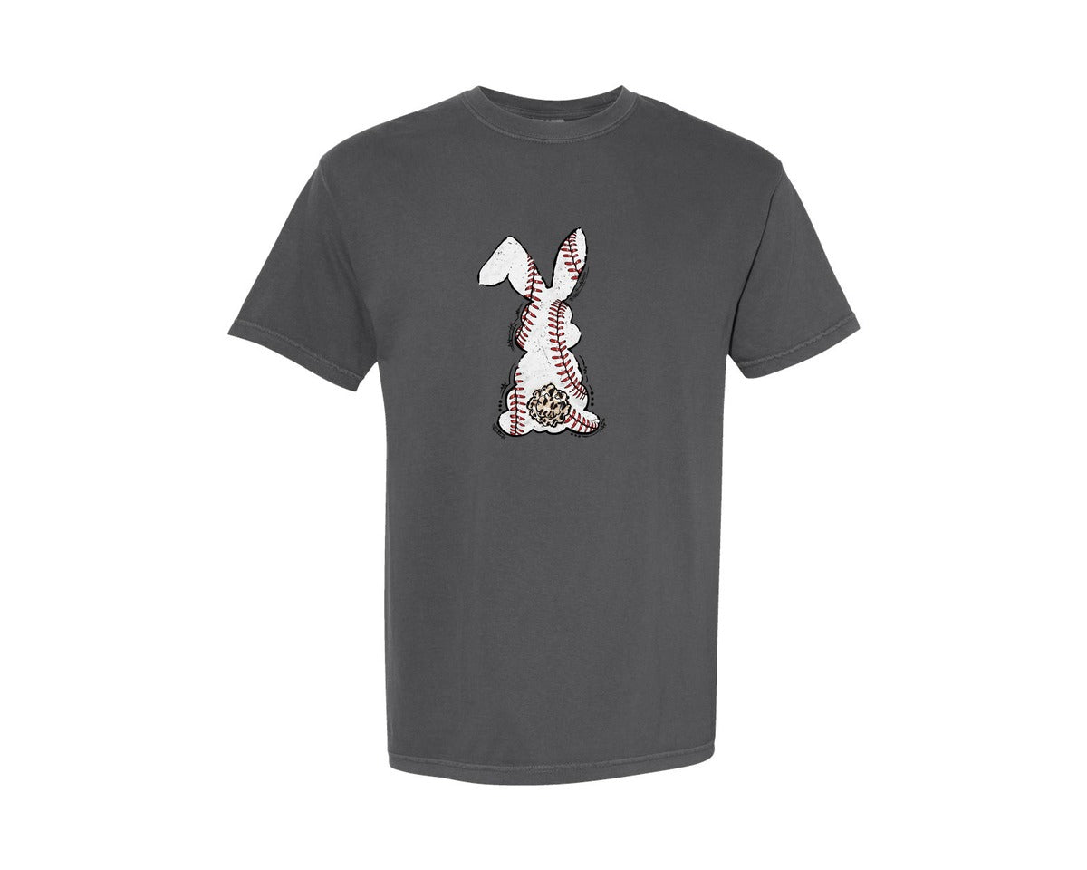 brand:Comfort Colors|color:Pepper|Easter Bunny Baseball Doodle Graphic T-Shirt
