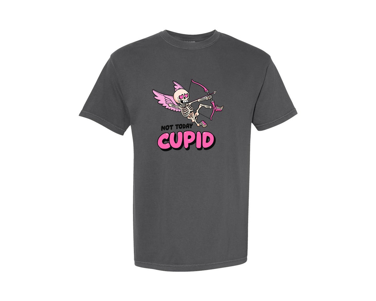 brand:Comfort Colors|color:Pepper|Not Today Cupid Skeleton Valentine 4 Graphic T-Shirt