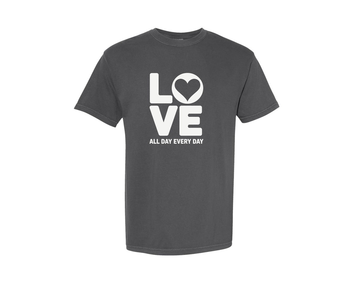 brand:Comfort Colors|color:Pepper|Love All Day Every Day Valentines 5 Graphic T-Shirt
