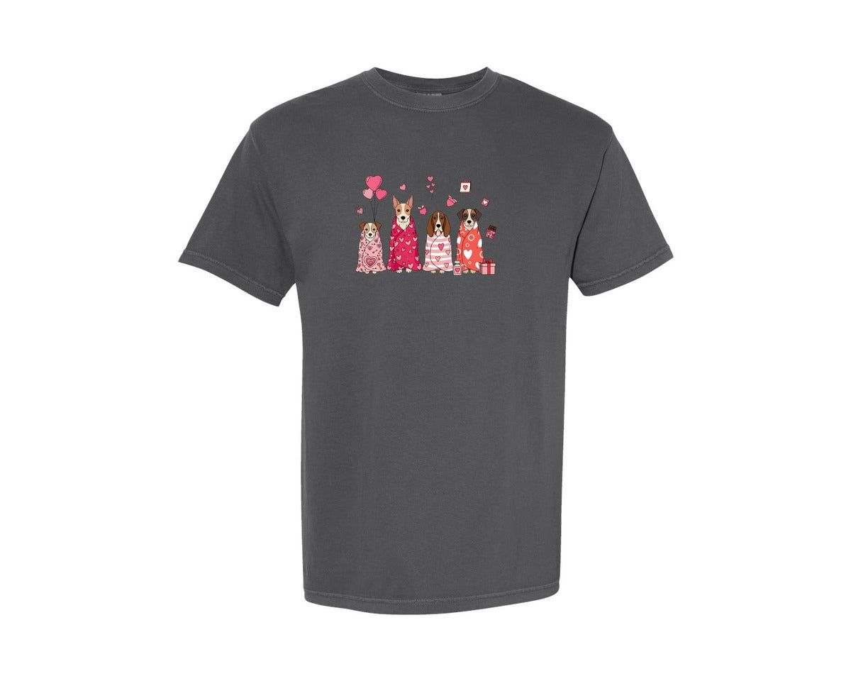 brand:Comfort Colors|color:Pepper|Cute Dogs Love Valentines Day T Shirt Graphic T-Shirt