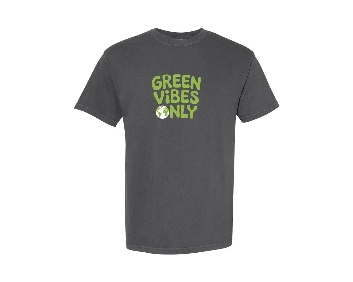 brand:Comfort Colors|color:Pepper|Green Vibes Only Earth Day Shirt Graphic T-Shirt