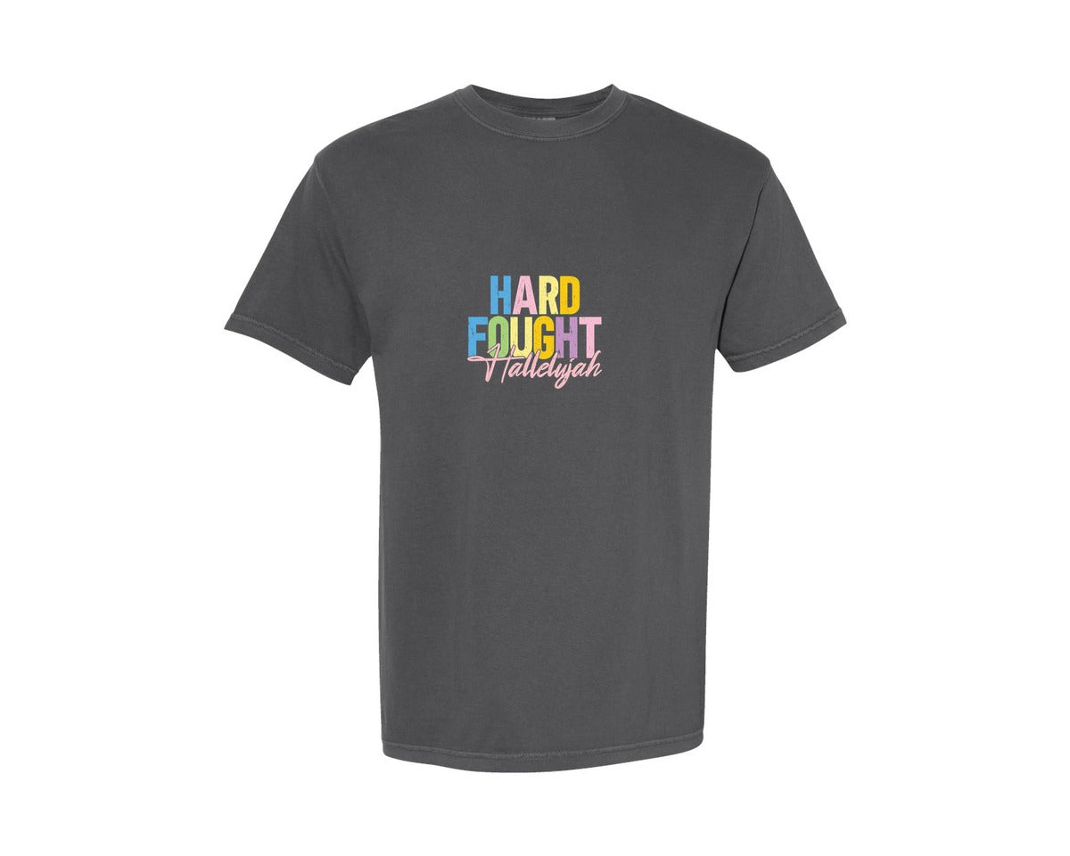 brand:Comfort Colors|color:Pepper|Hard Fought Hallelujah Svgchristian 5 Graphic T-Shirt