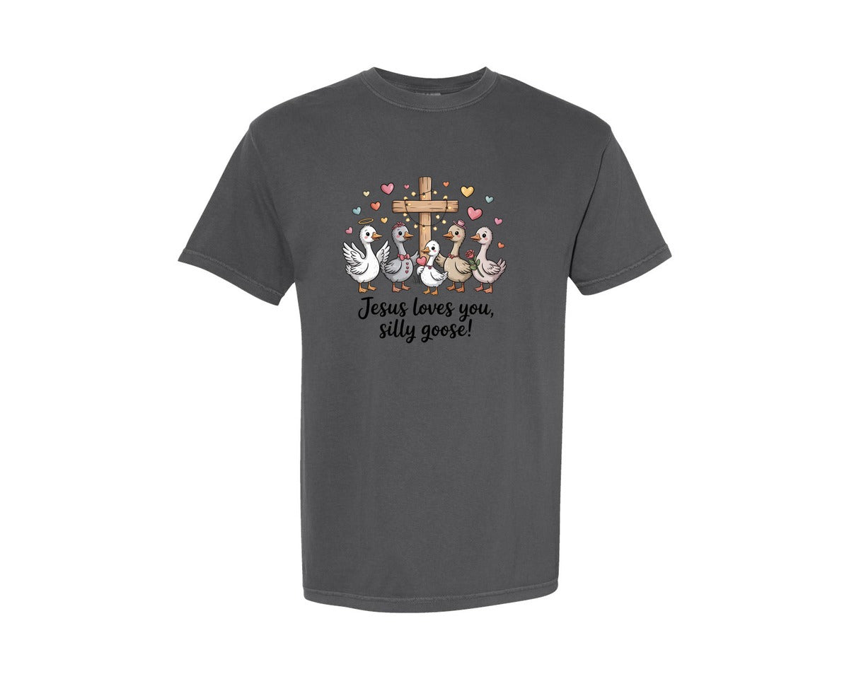 brand:Comfort Colors|color:Pepper|Jesus Love You Pngsilly Goose Valentine Graphic T-Shirt