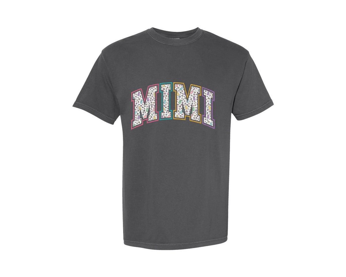 brand:Comfort Colors|color:Pepper|Easter Mimi Grandma Bunny Varsity Graphic T-Shirt