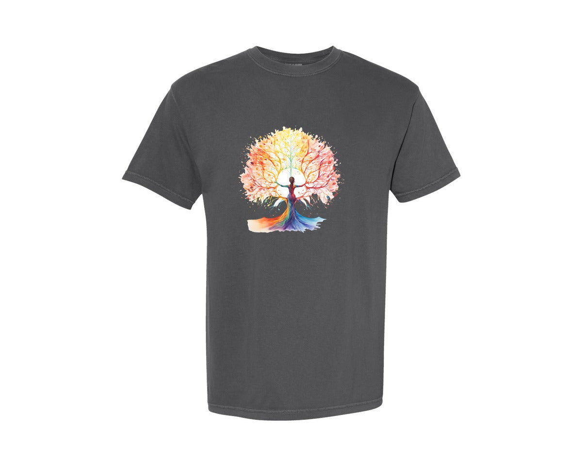 brand:Comfort Colors|color:Pepper|Life Tree Spiritual Art Graphic T-Shirt