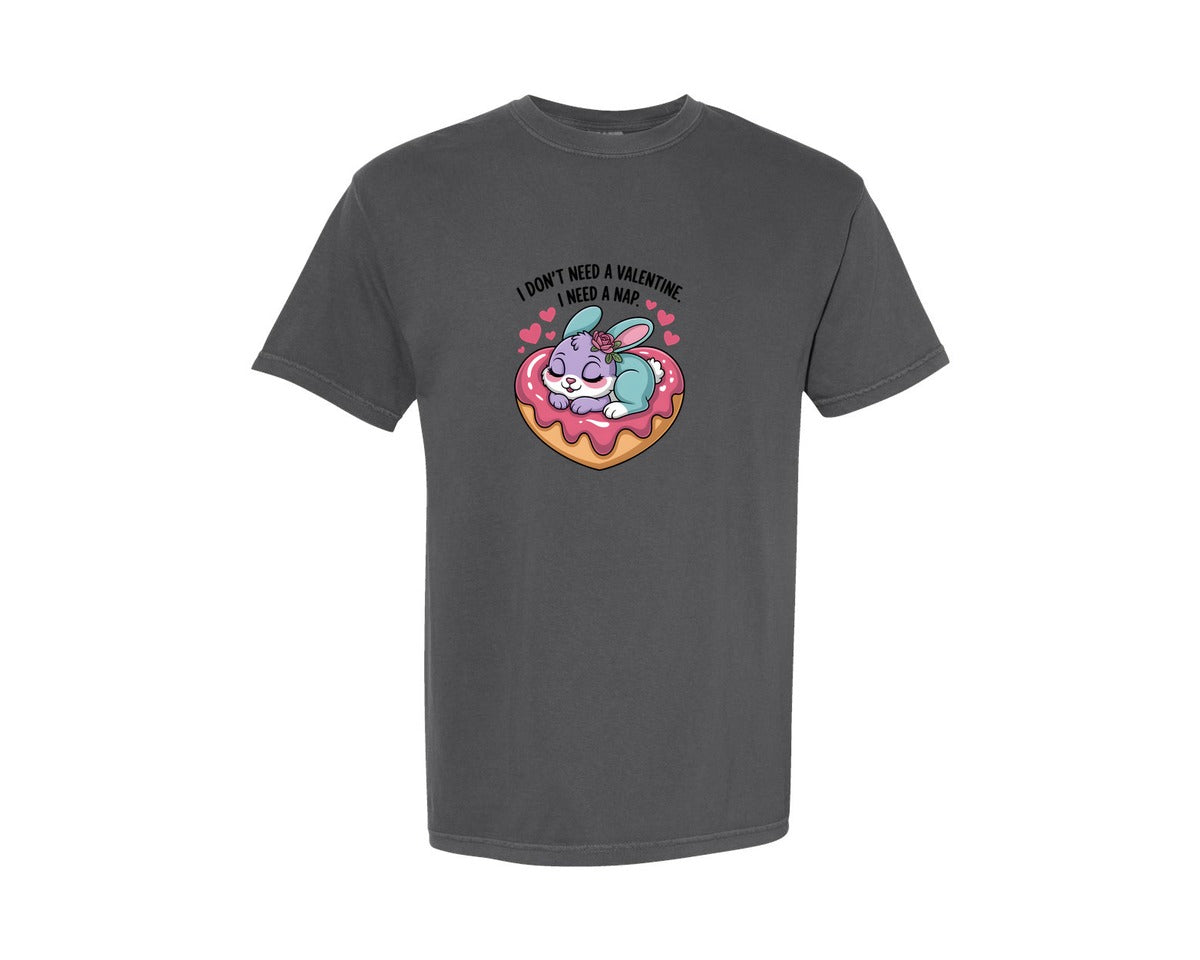 brand:Comfort Colors|color:Pepper|Sleeping Bunny Anti Valentine Graphic T-Shirt
