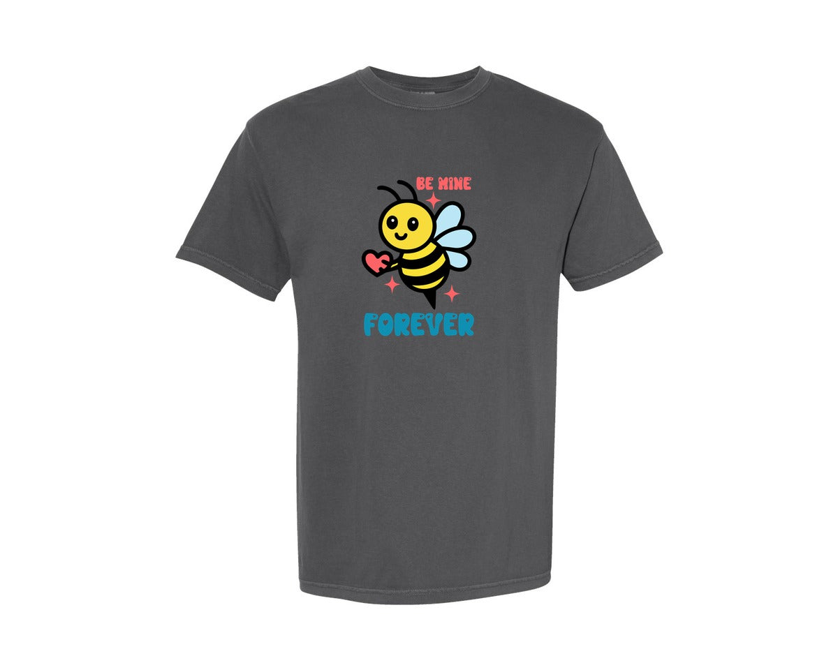 brand:Comfort Colors|color:Pepper|Be Mine Forever Cute Bee Love Design Graphic T-Shirt