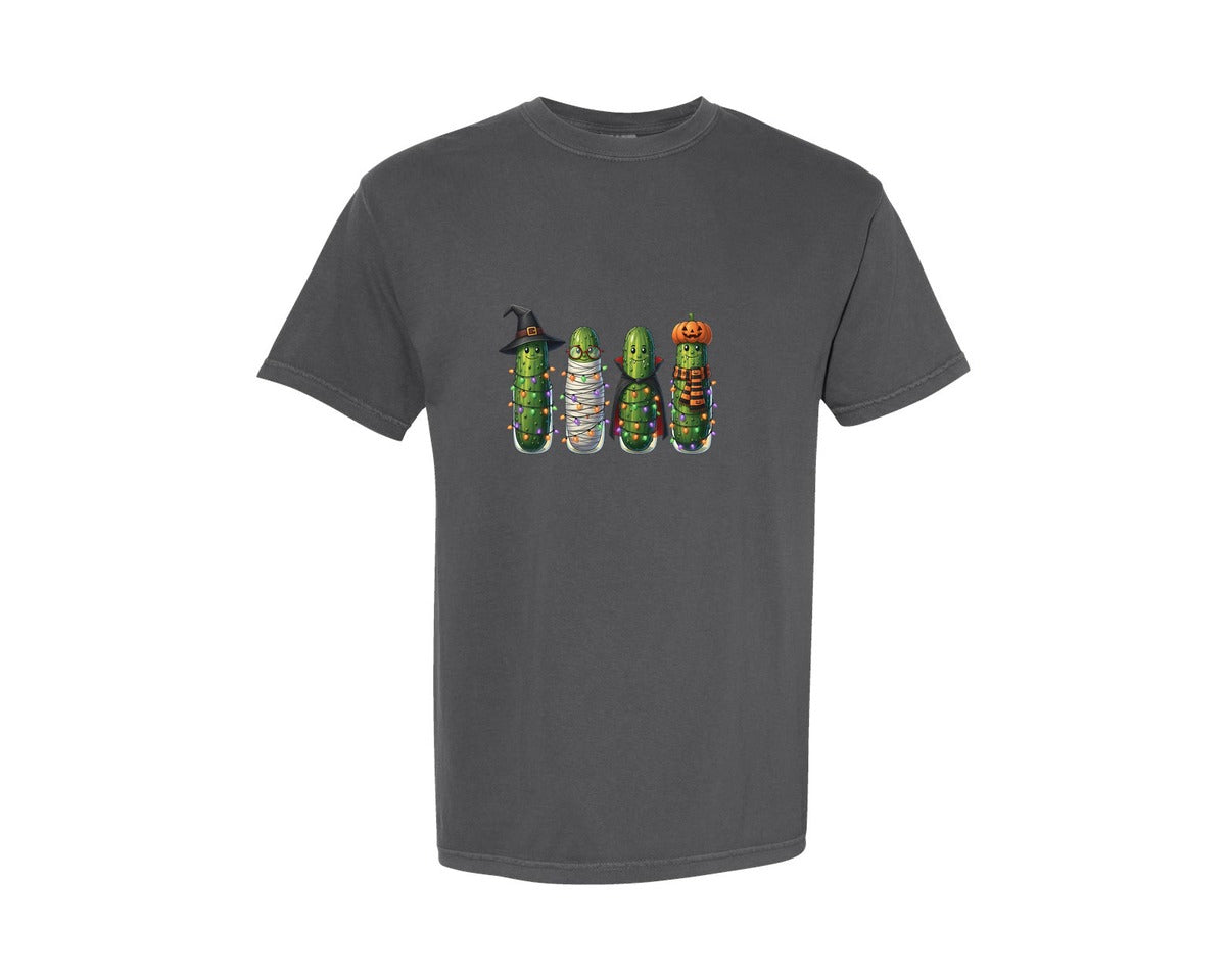 brand:Comfort Colors|color:Pepper|Funny Halloween Pickle Graphic T-Shirt