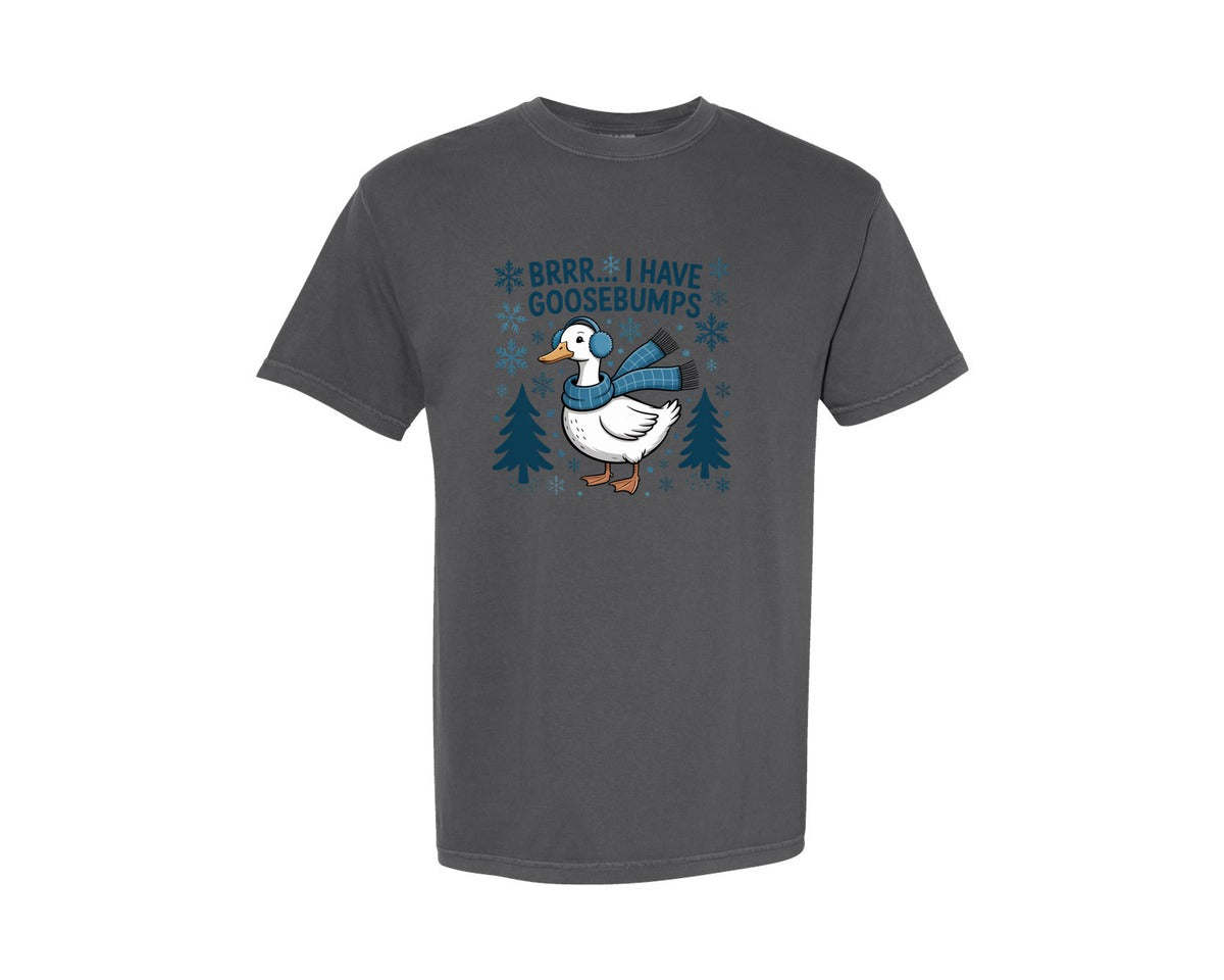 brand:Comfort Colors|color:Pepper|I Have Goosebumps Funny Winter Goose Graphic T-Shirt