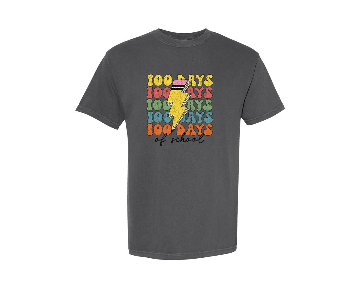brand:Comfort Colors|color:Pepper|100 Days Of School Gift Graphic T-Shirt