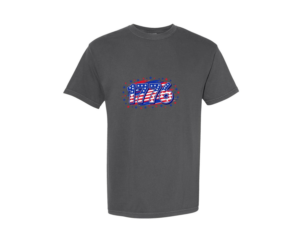 brand:Comfort Colors|color:Pepper|4Th Of July Patriotic 1776 Graphic T-Shirt