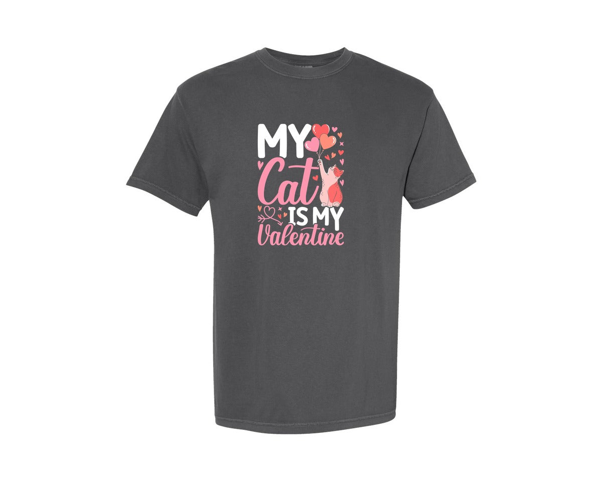 brand:Comfort Colors|color:Pepper|Cat Love Valentines Day T Shirt Graphic T-Shirt