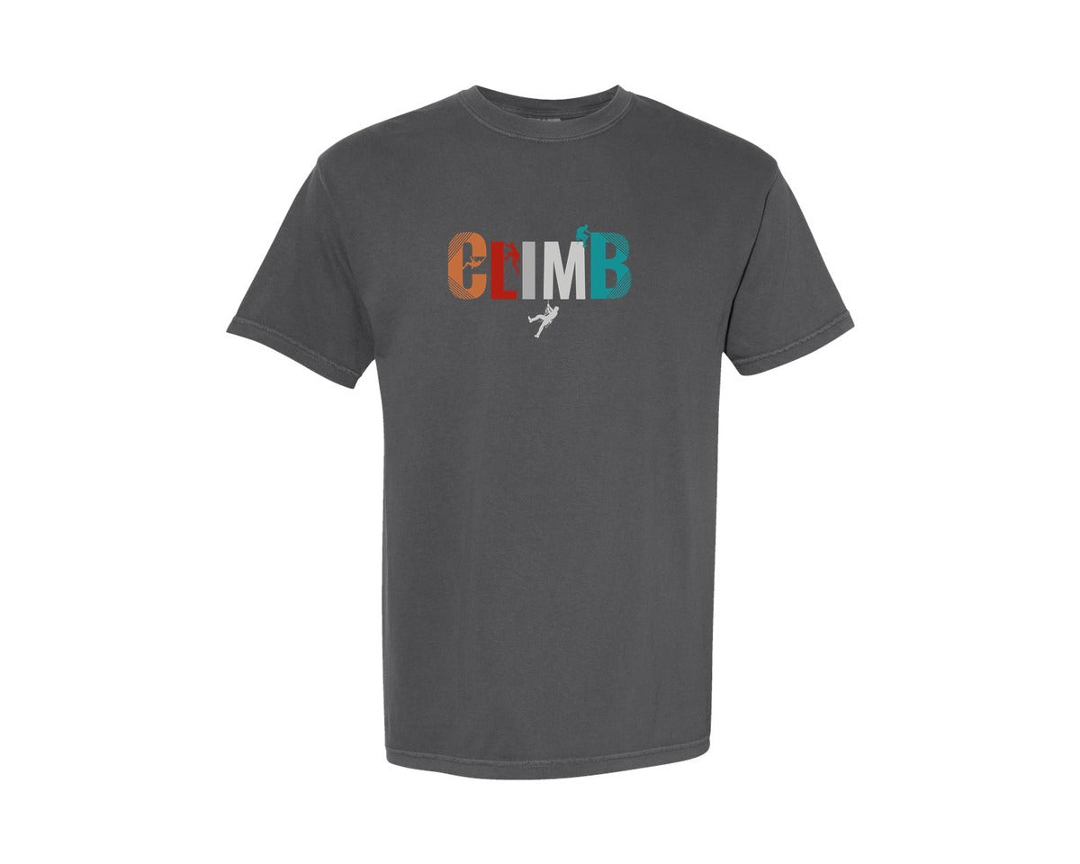 brand:Comfort Colors|color:Pepper|Unique And Trendy Rock Climbing Design Graphic T-Shirt