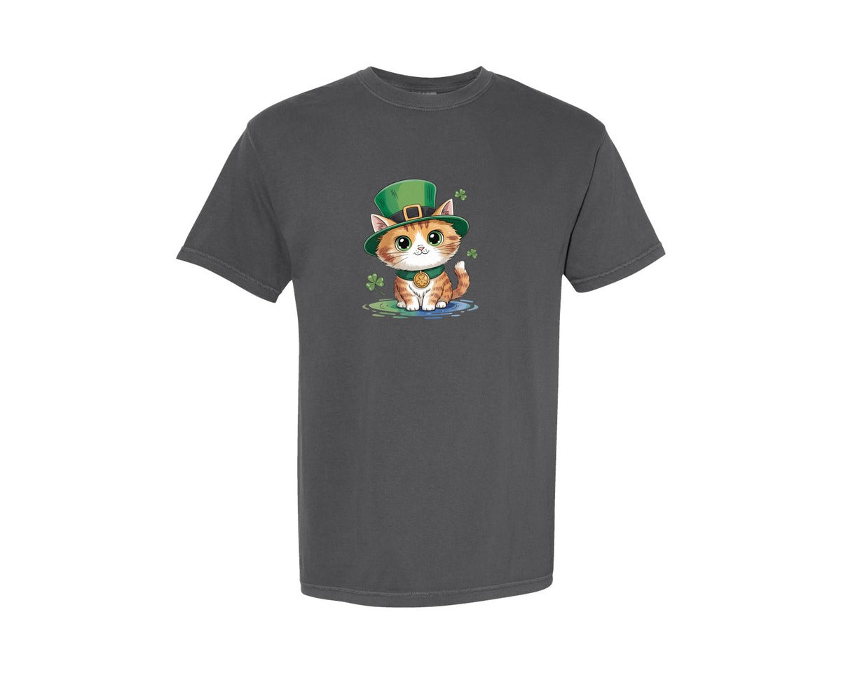 brand:Comfort Colors|color:Pepper|St Patrick Cat Cute Cat Graphic T-Shirt