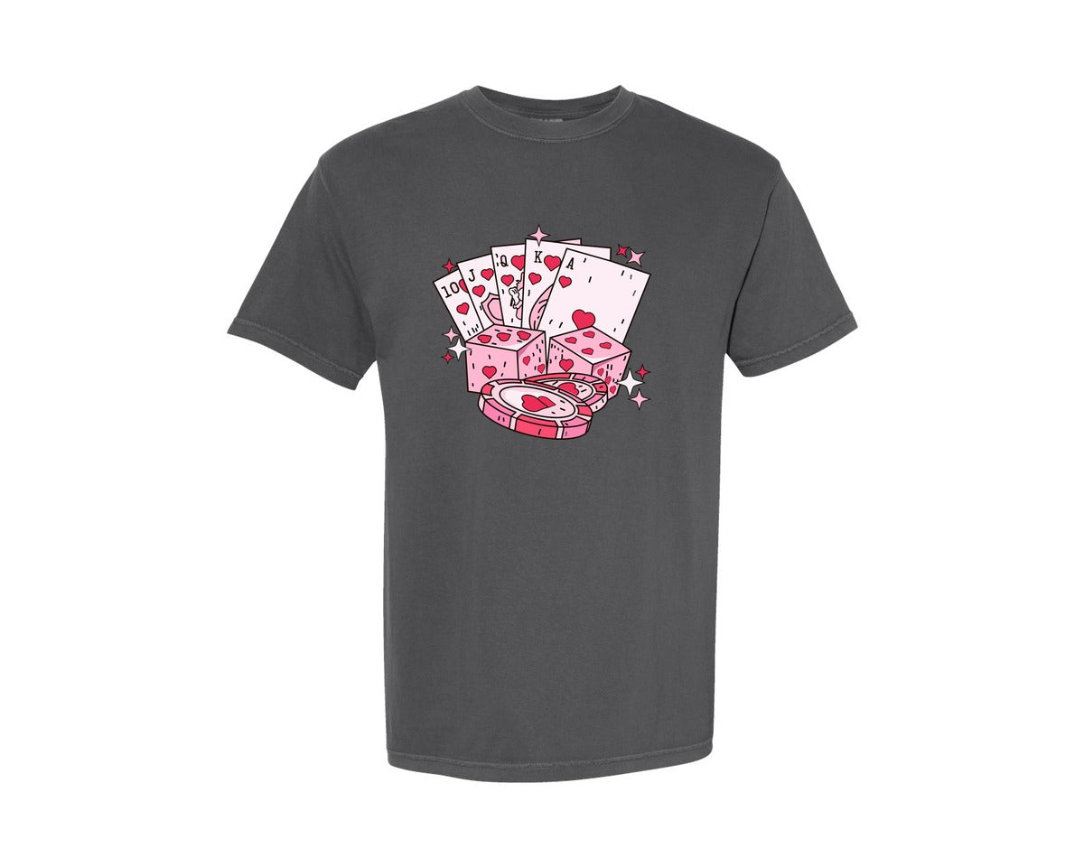 brand:Comfort Colors|color:Pepper|Feeling Lucky Valentine Pocket Graphic T-Shirt