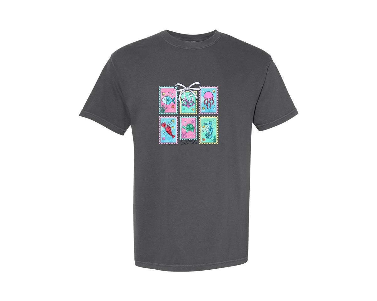 brand:Comfort Colors|color:Pepper|Coastal Summer Ocean Animals Graphic T-Shirt
